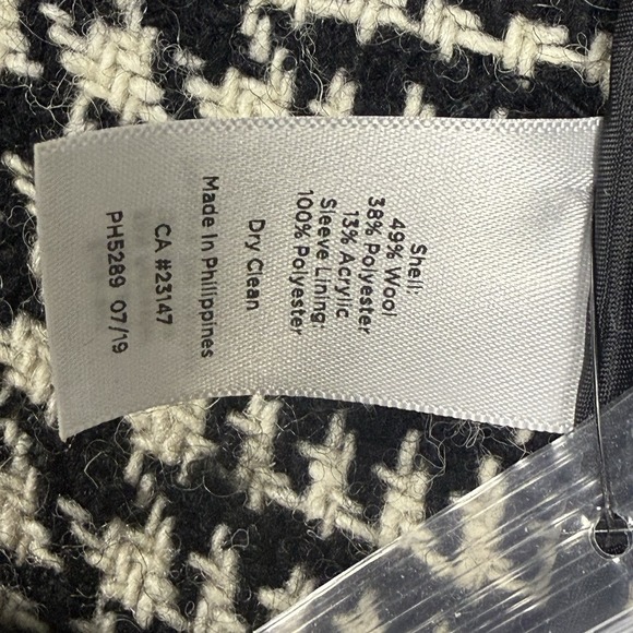Talbots Women's Black & Off White Houndstooth Plaid Longer Coat Jacket Sz 14 - Picture 8 of 16